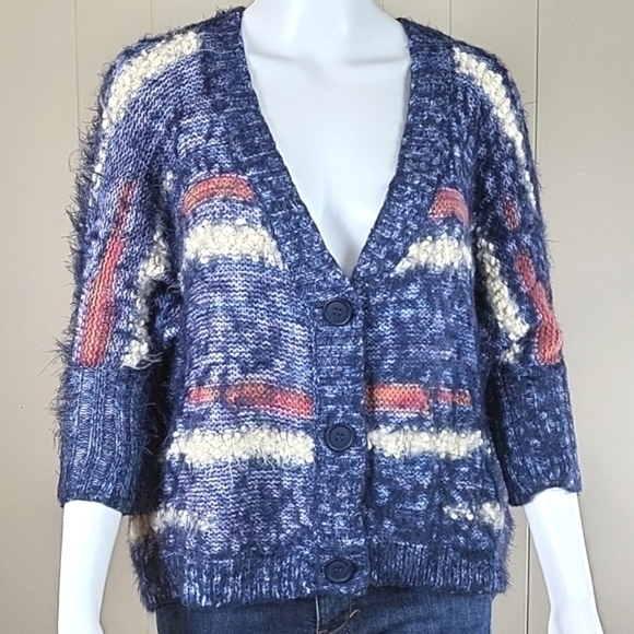 Dex Textured Knit Eyelash Yarn Button Front Dolman Sleeve Cardigan Sweat… - Picture 1 of 16